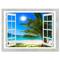 Designart - Window Open to Beach with Palm - Extra Large Seashore Canvas Art